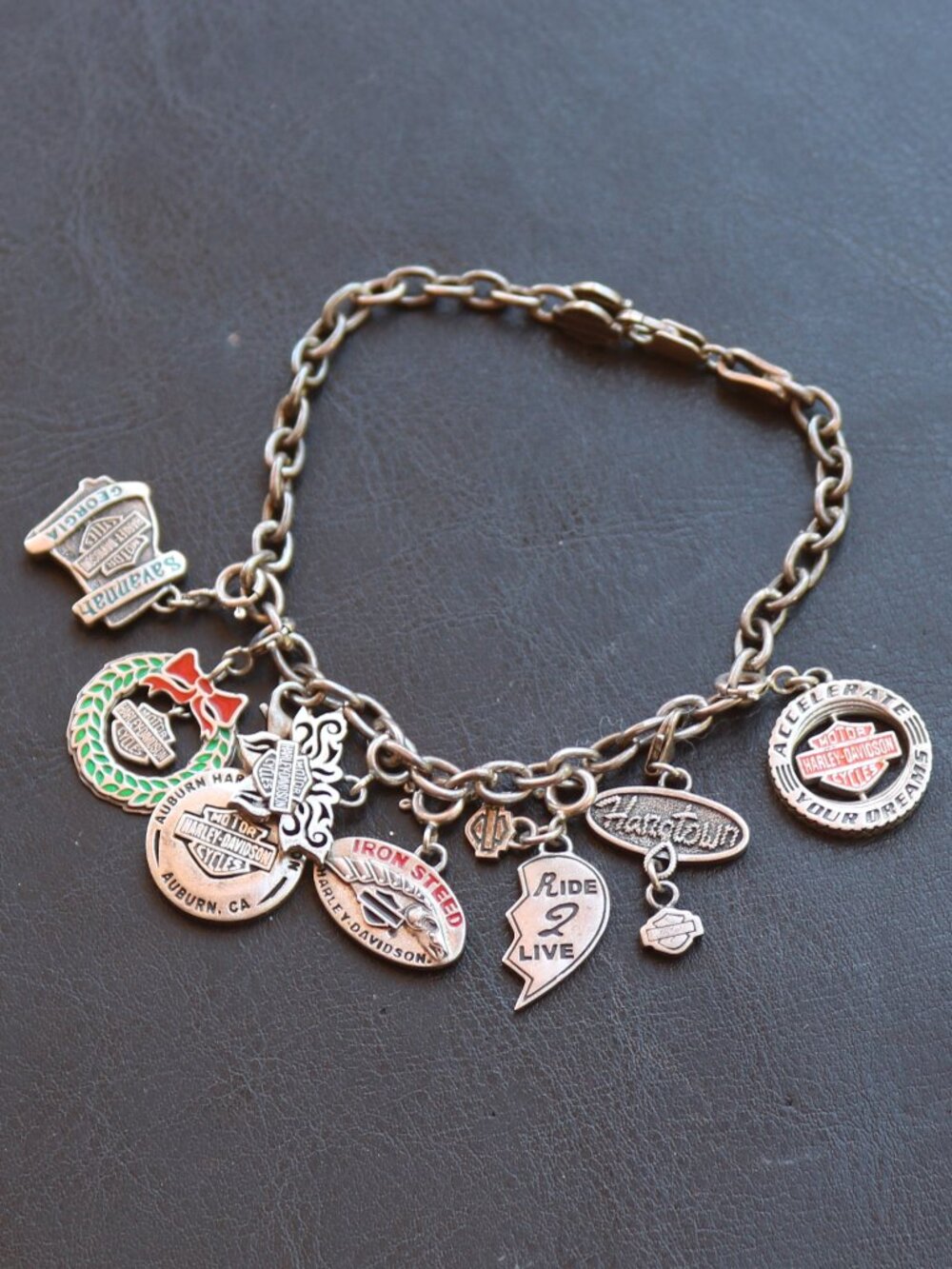 Harley-Davidson sterling silver charm bracelet